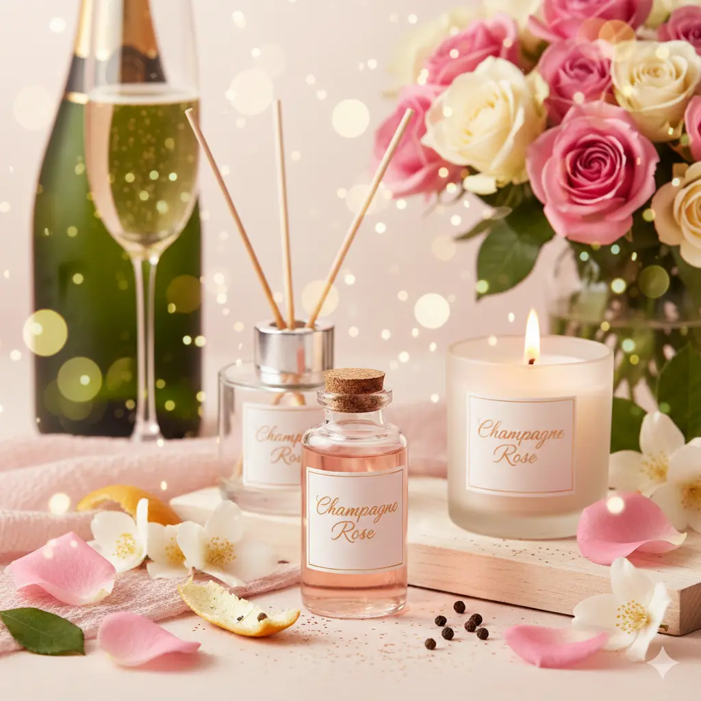 Ulei parfumat Champagne Rose, parfum lumanari, aromaterapie, sapun sau produse cosmetice