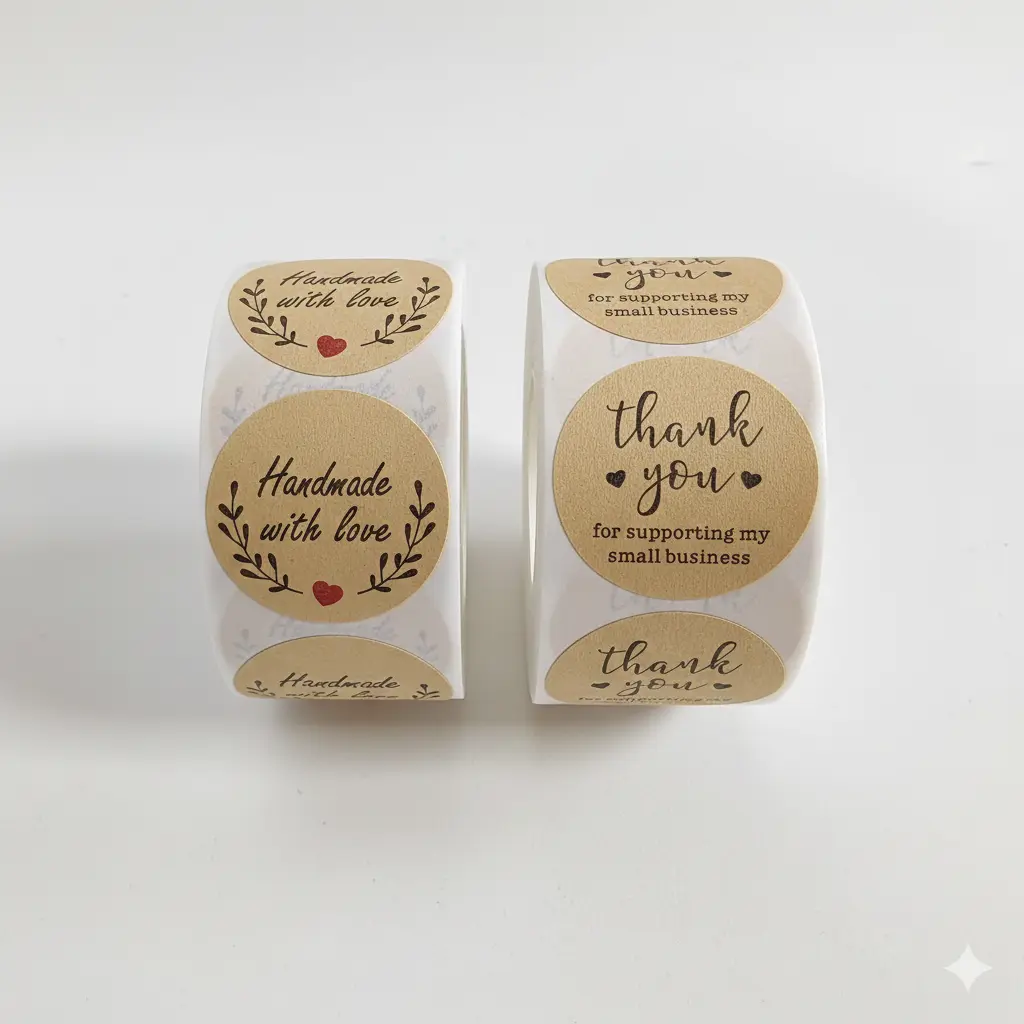 rola 500 etichete autoadezive handmade with love