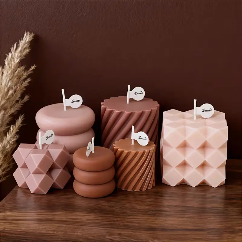 set 2 matrite din silicon pentru lumanari minimalism cilindru spiralat