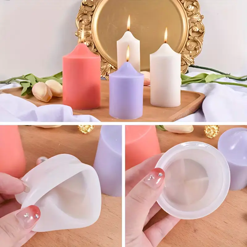 set 4 matrite din silicon pentru lumanari pilon