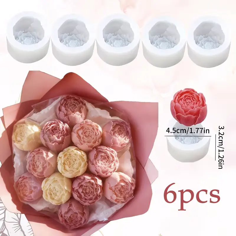 set 6 matrite din silicon pentru lumanari bujor