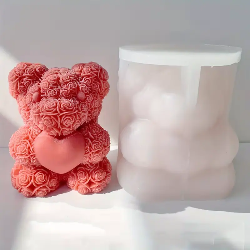 matrita din silicon pentru lumanari ursulet floral