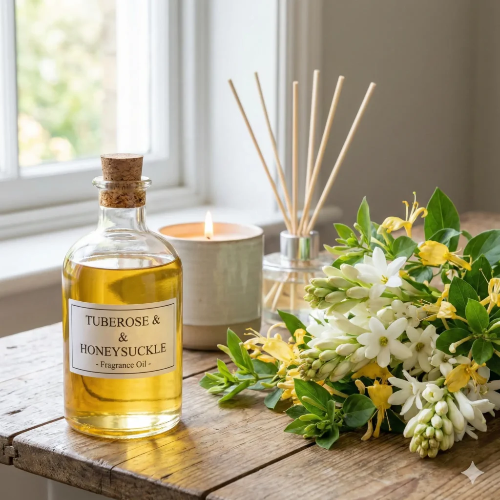 Ulei parfumat Tuberose & Honeysuckle, parfum lumanari, aromaterapie, sapun sau produse cosmetice