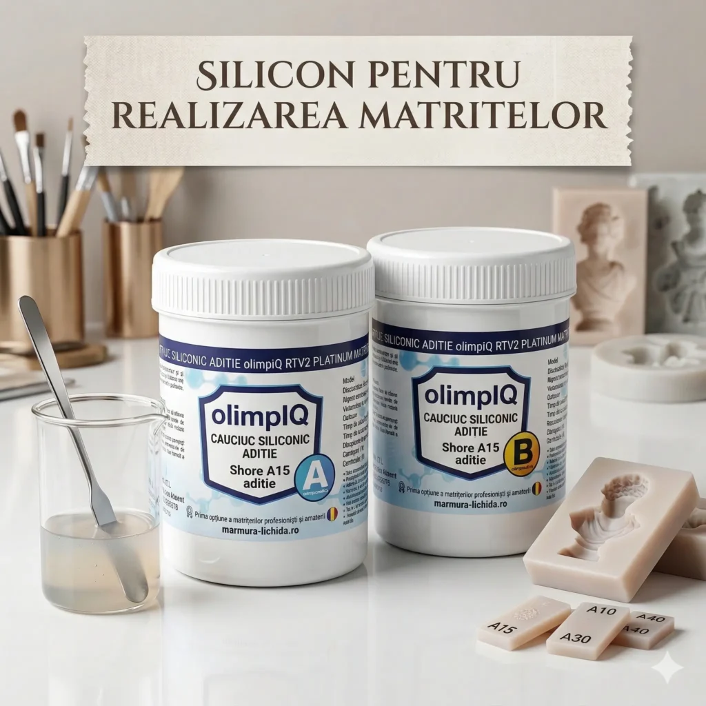 cauciuc siliconic matrite, aditie, shore a15 olimpiq, rtv2 platinum, kit 2kg