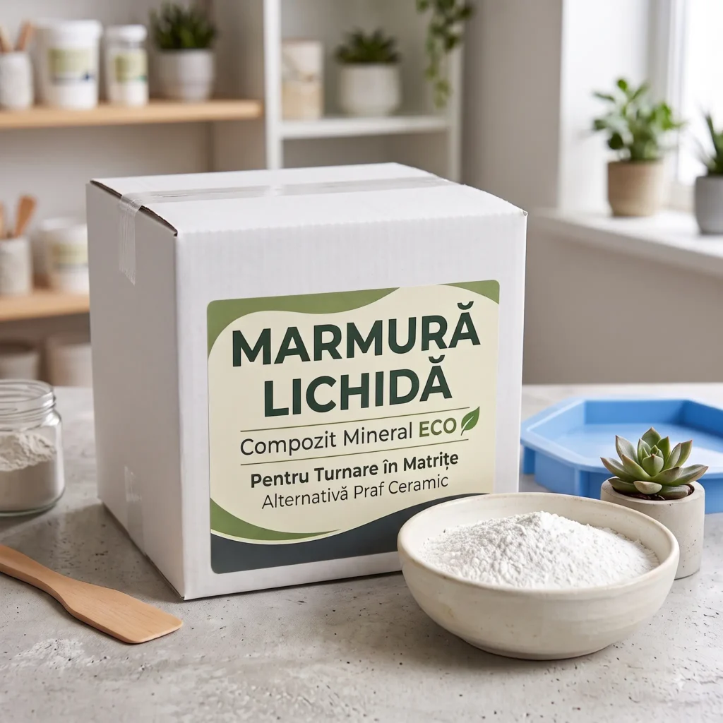 marmura lichida pentru turnare in matrite, compozit mineral eco, alternativa praf ceramic