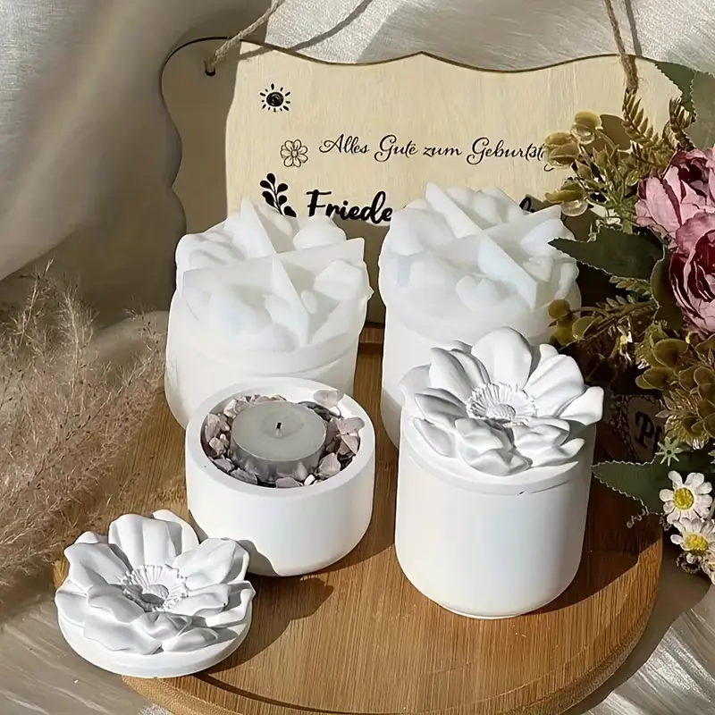 matrita din silicon pentru recipiente cilindru cu capac floral