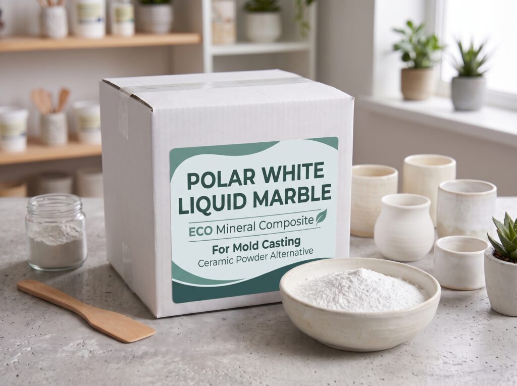 praf ceramic alb, marmura lichida polar white, pentru turnare in matrite de recipiente si modelare, 5kg