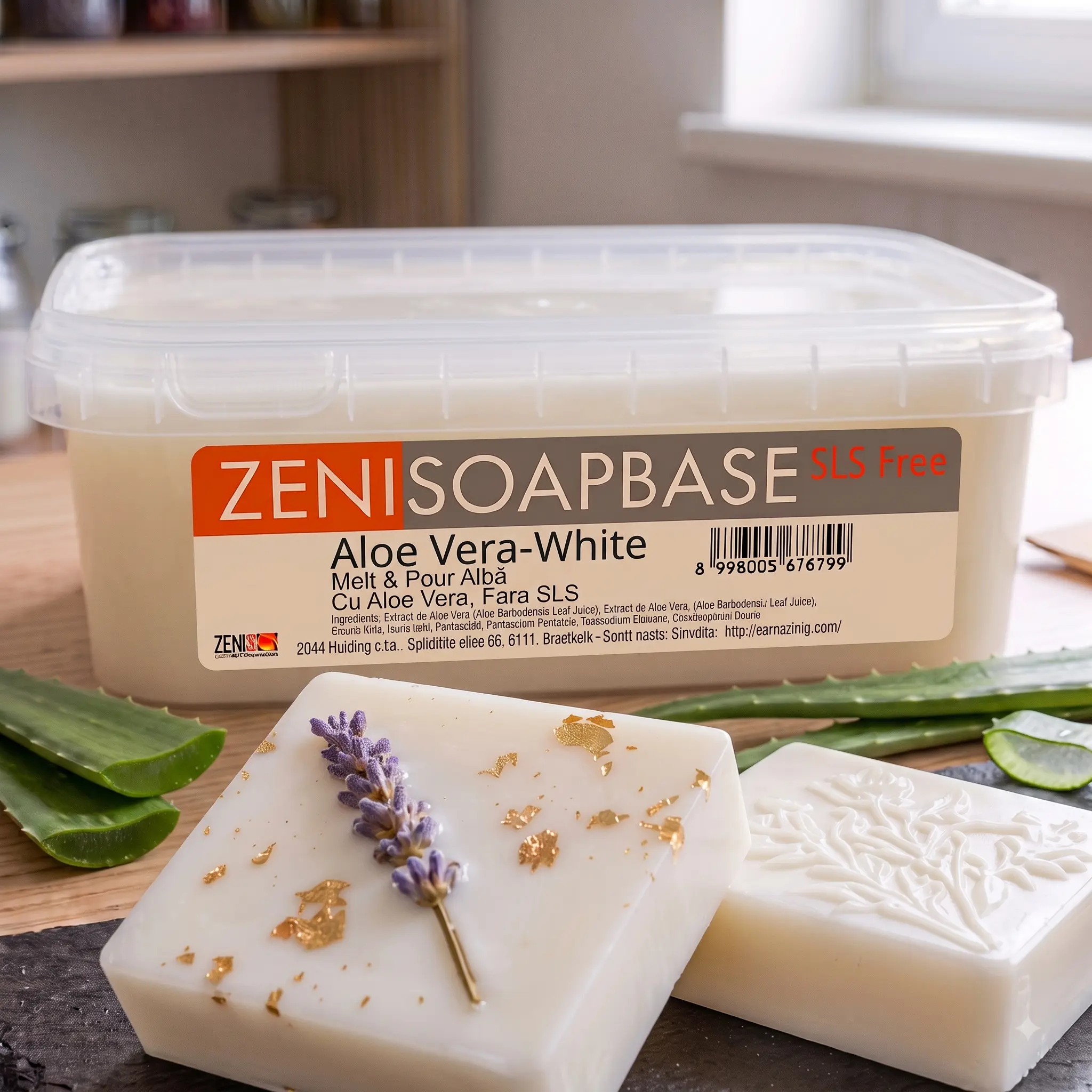baza de sapun melt & pour alba zenisoap aloevera white cu aloe vera, fara sls