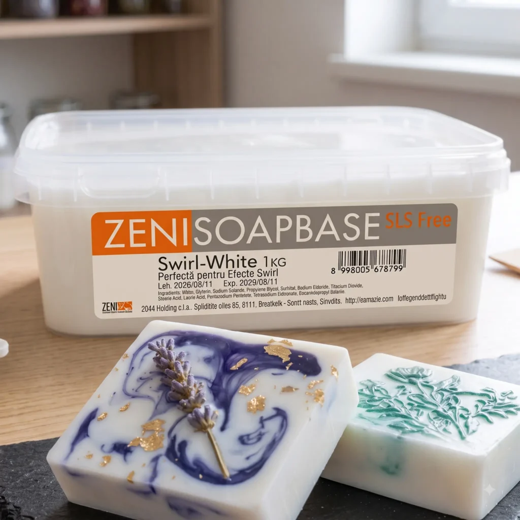 baza de sapun melt & pour alba zenisoap swirl white fara sls, pentru efecte swirl