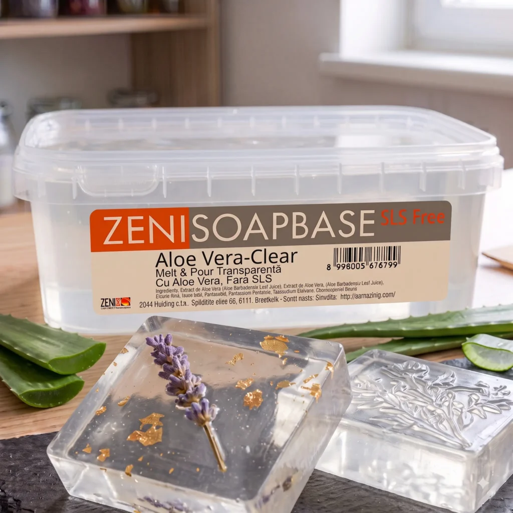 baza de sapun melt & pour transparenta zenisoap aloevera clear cu aloe vera, fara sls