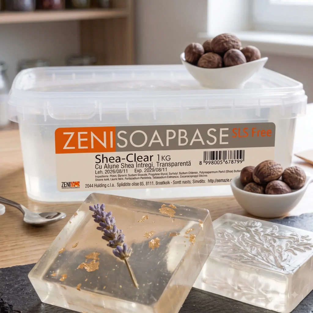 baza de sapun melt & pour transparenta zenisoap shea clear cu unt de shea, fara sls