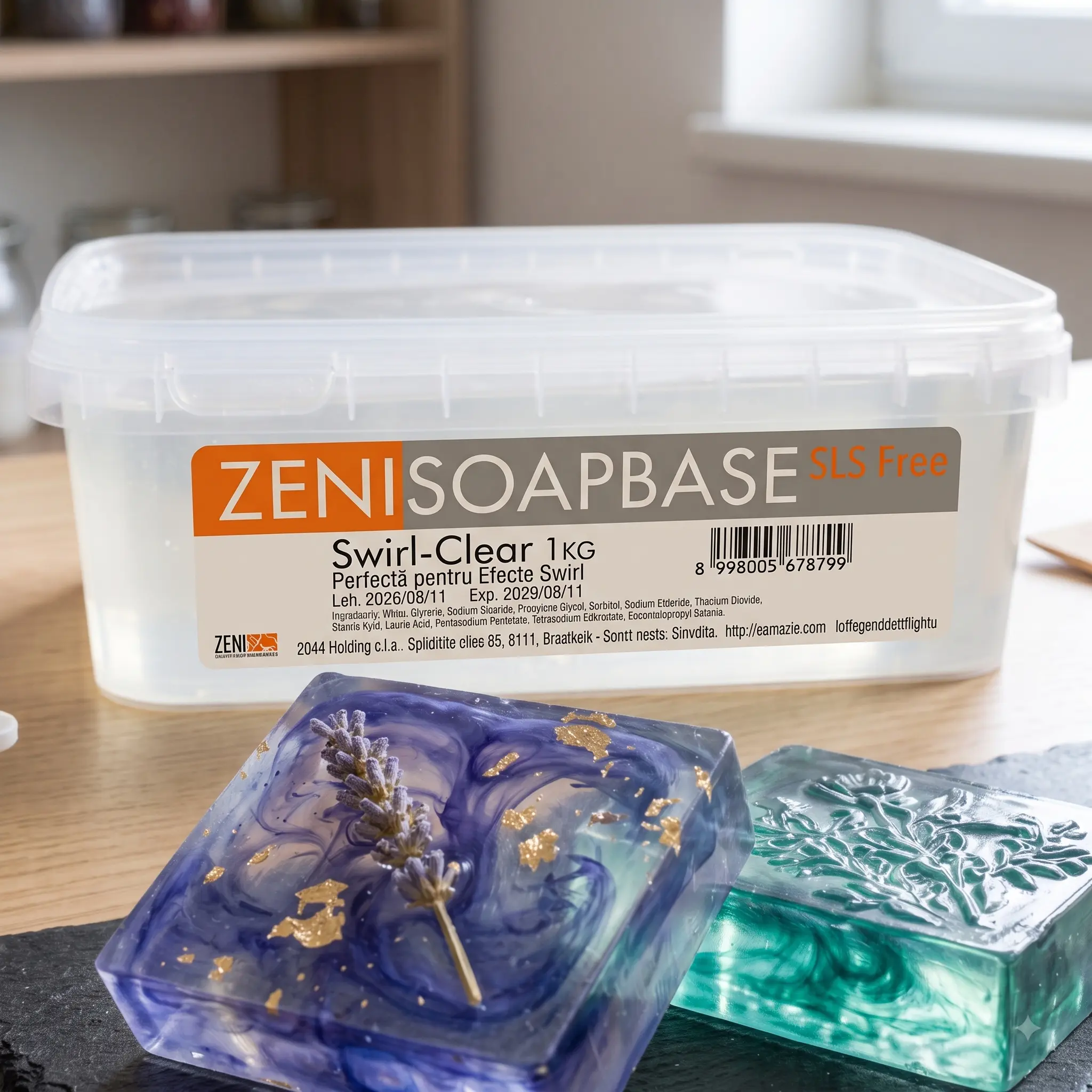 baza de sapun melt & pour transparenta zenisoap swirl clear fara sls, pentru efecte swirl