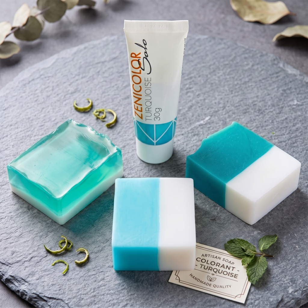 colorant transparent non bleeding pentru sapun handmade melt&pour, turquoise, 30g