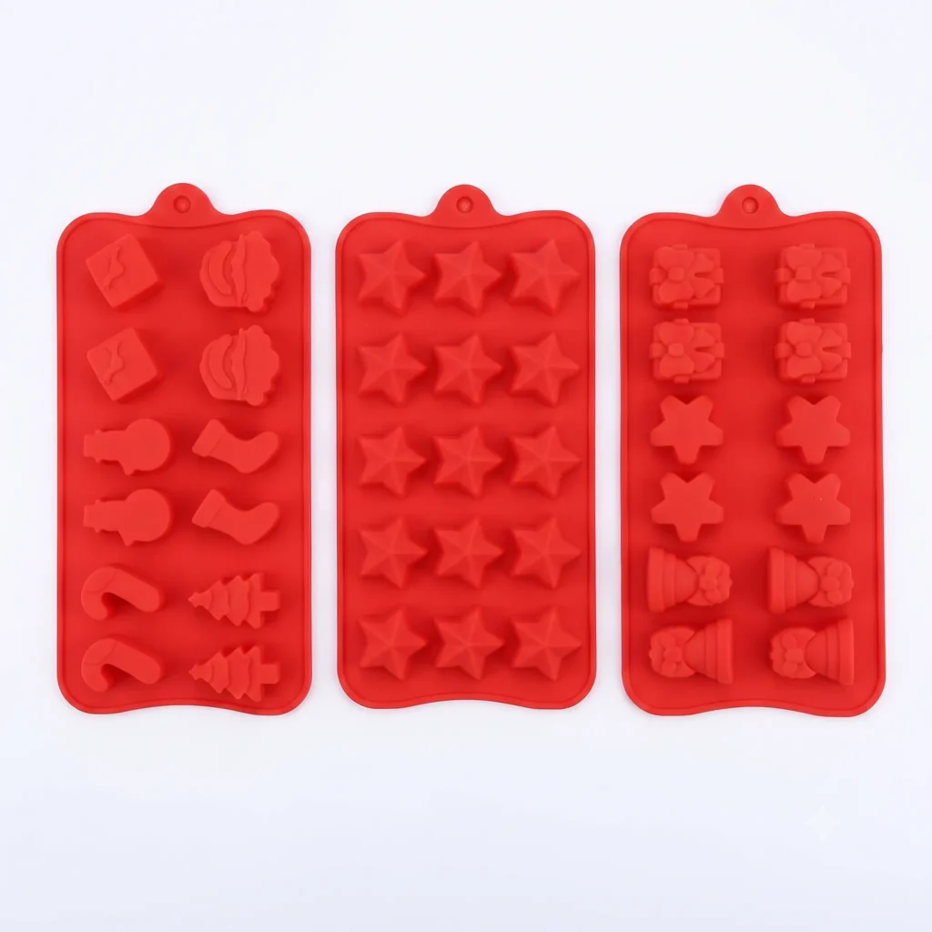 set 3 matrite din silicon pentru wax melts craciun rosu
