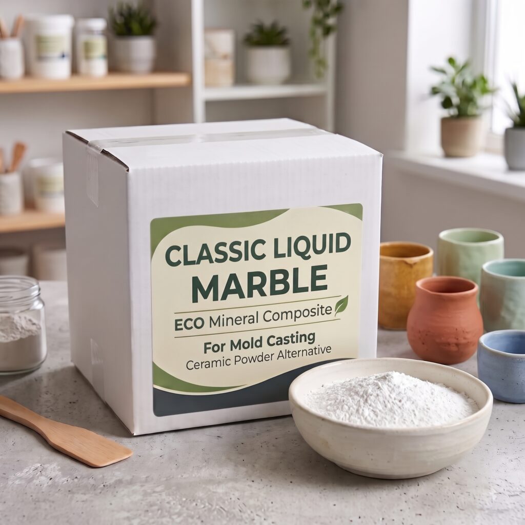 praf ceramic alb, marmura lichida clasic, pentru turnare in matrite de recipiente si modelare, 5kg
