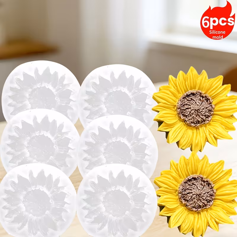 set 6 matrite din silicon pentru lumanari floarea soarelui